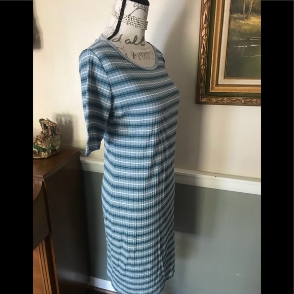 LuLaRoe Striped Teal Carly Dress Size XL - Picture 5 of 7
